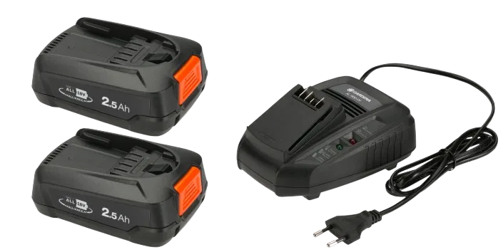 Bộ phụ kiện gồm 1 sạc nhanh P4A-AL và 2 pin 2Ah Gardena 14907-20