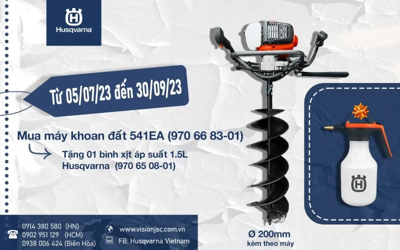 Mua máy khoan đất Husqvarna 541EA tặng 01 bình phun áp suất 1,5 lít Husqvarna